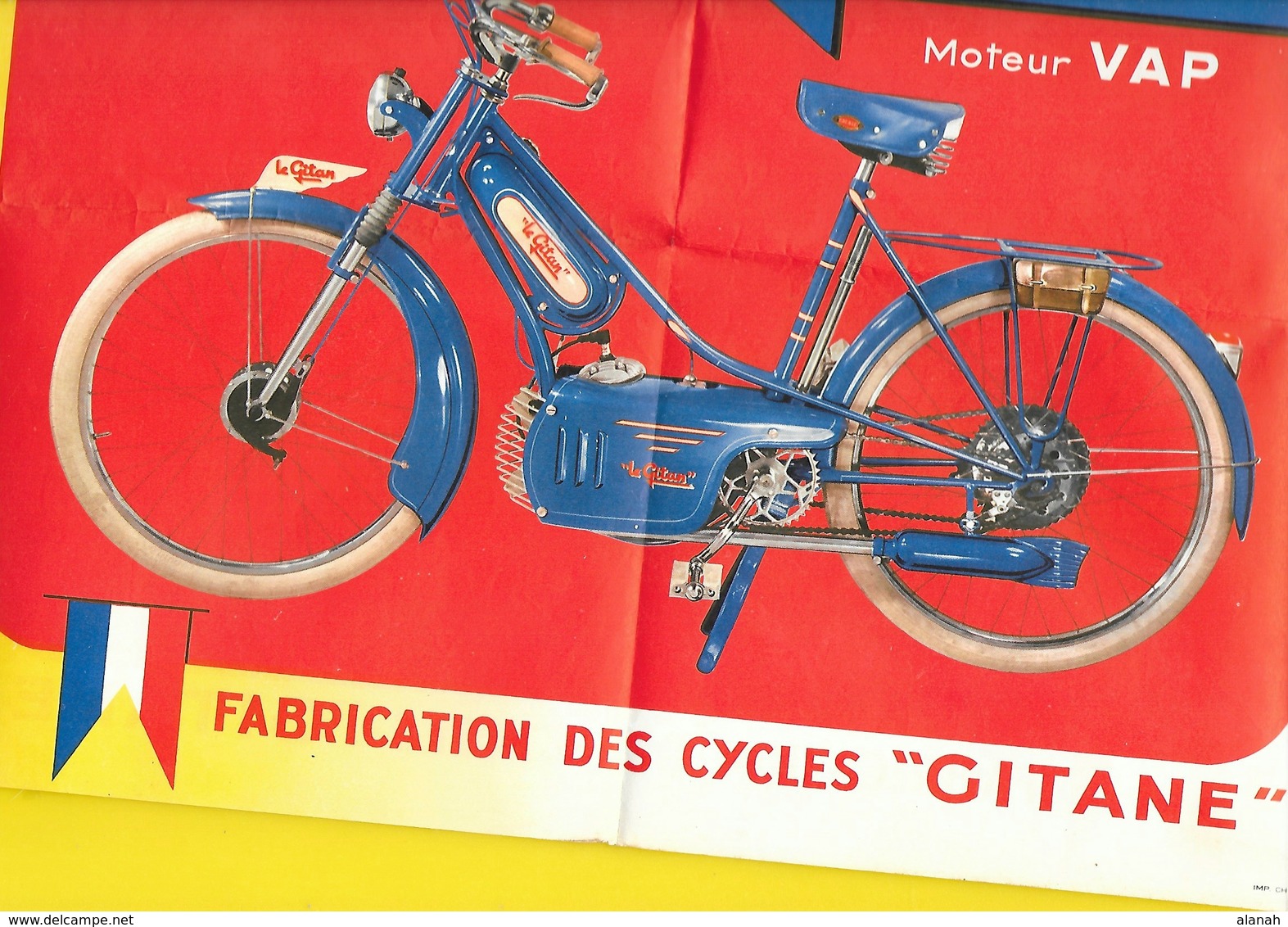 Affiche Publicité Cyclomoteur "LE GITAN" Moteur VAP Format Double A4 Env. - Motos