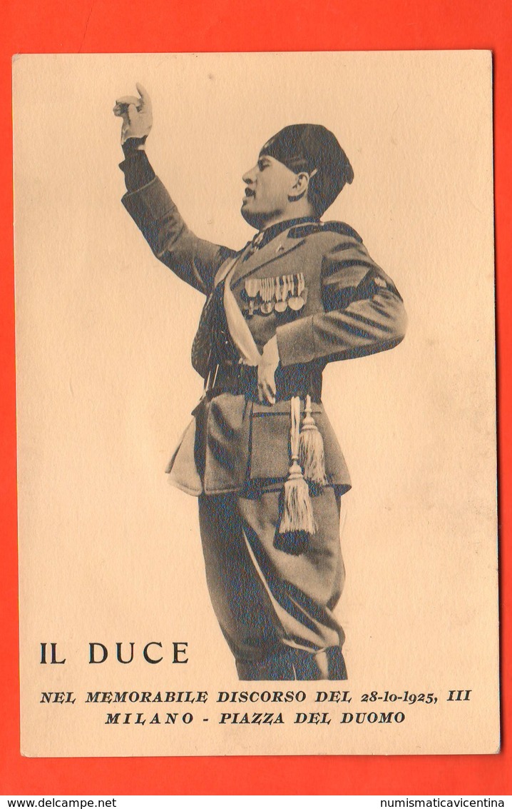 Milano 1925 DUCE Mussolini Bromofoto Su Cartoncino X Discorso A Piazza Del Duomo - Persone Identificate