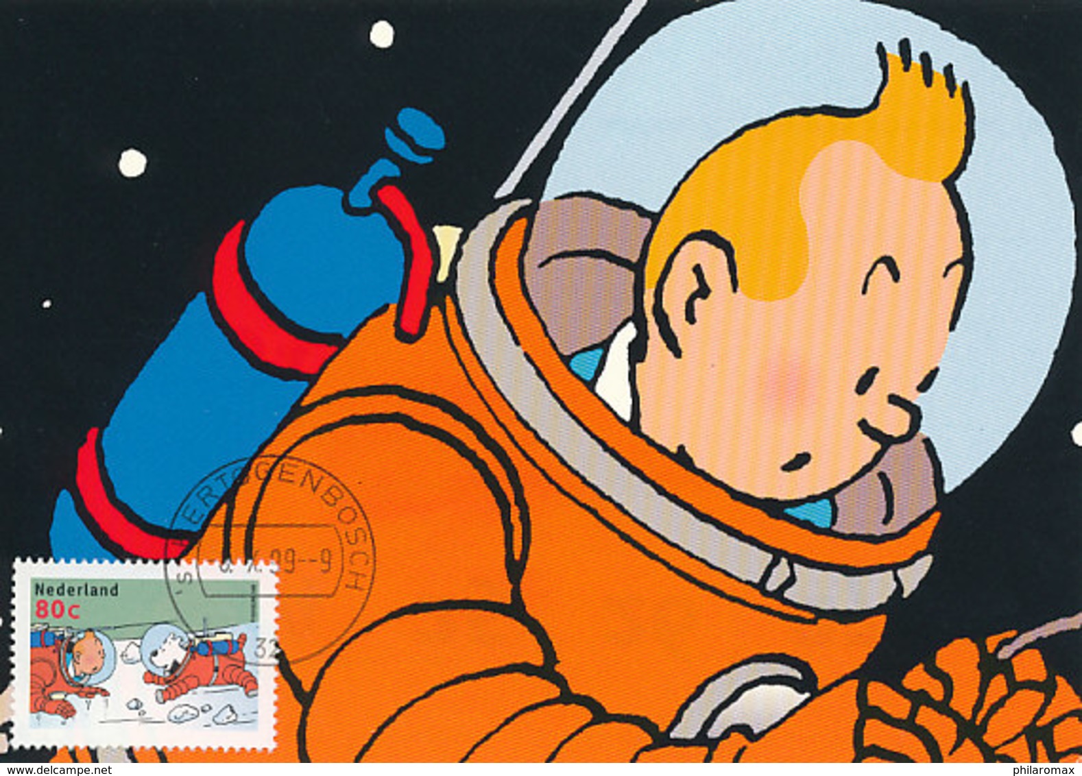 D37079 CARTE MAXIMUM CARD RR FD 1999 NETHERLANDS - TIN TIN KUIFJE - MEN ON THE MOON - Cómics