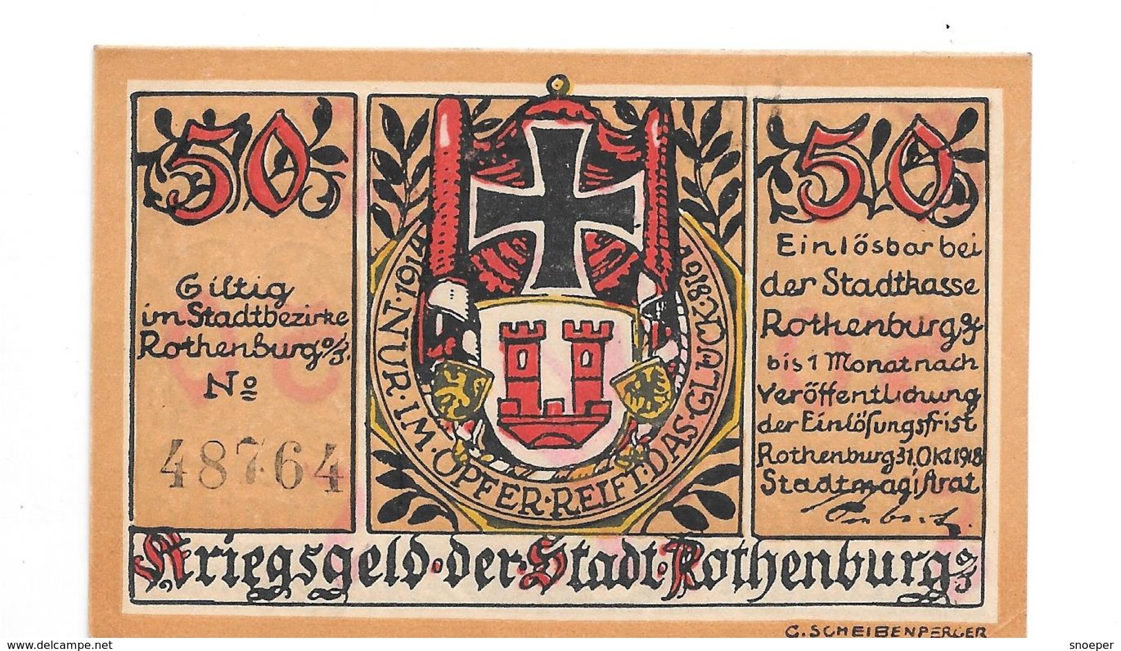 **notgeld  Rothenburg 50 Pfennig R48.2 - [11] Emissions Locales