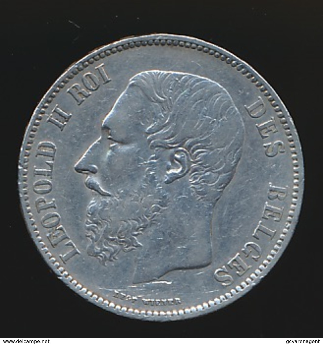 BELGIE LEOPOLD II  5 FRANC  1867    MOOIE KWALITEIT  2 SCANS - 5 Francs