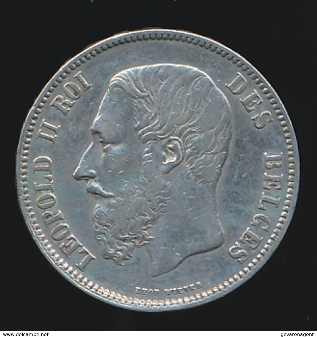BELGIE LEOPOLD II  5 FRANC  1869    TOP KWALITEIT  2 SCANS - 5 Francs