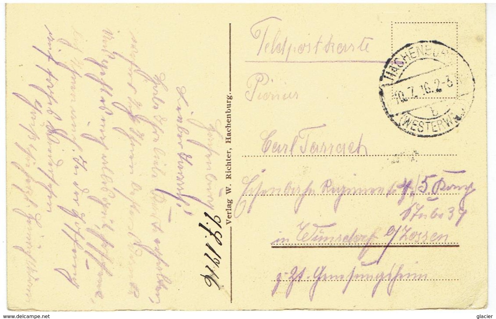 PLZ 57627 - Grüss Aus HACHENBURG - Westerwald - Alter Maerkt Mit Wilhelmstrasse - Feldpost 1916 - Hachenburg