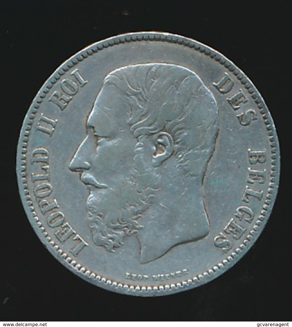 BELGIE LEOPOLD II  5 FRANC  1874    TOP KWALITEIT  2 SCANS - 5 Francs