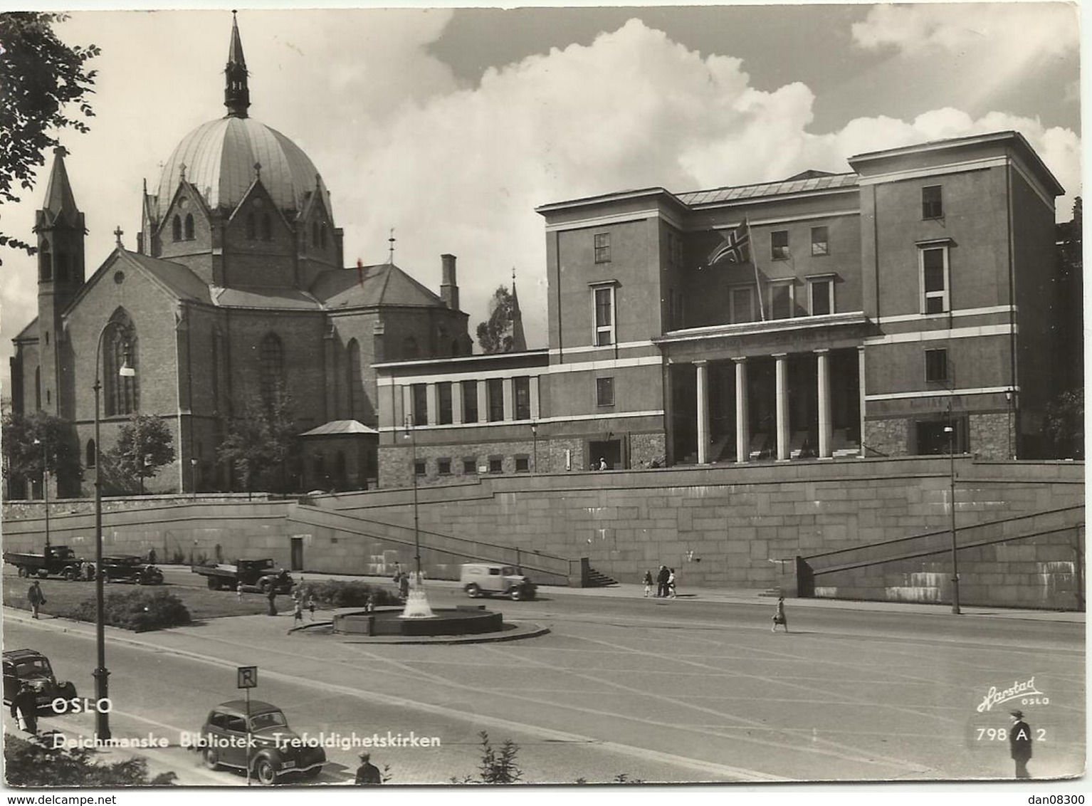 NORVEGE OSLO DEICHMANSKE BIBLIOTEK TREFOLDIGHETSKIRKEN CPM CIRCULEE 1959 - Norvegia