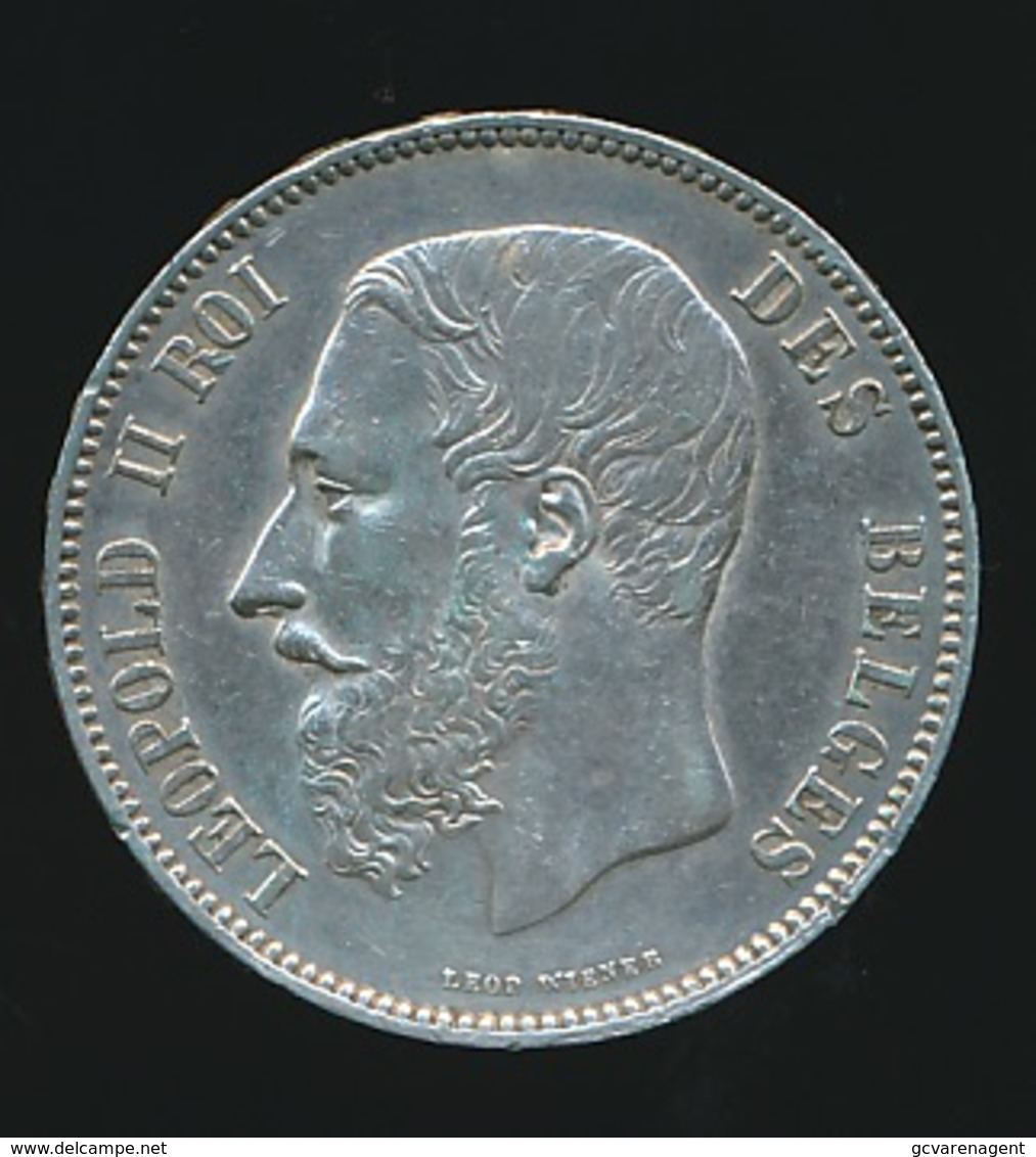 BELGIE LEOPOLD II  5 FRANC  1875    TOP KWALITEIT  2 SCANS - 5 Francs