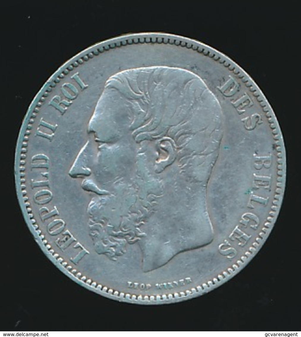 BELGIE LEOPOLD II  5 FRANC  1876    TOP KWALITEIT  2 SCANS - 5 Francs