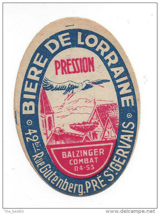 Etiquette De  Bière  Pression  - De Lorraine  -  Le Pré Saint Gervais  (93) - Bière