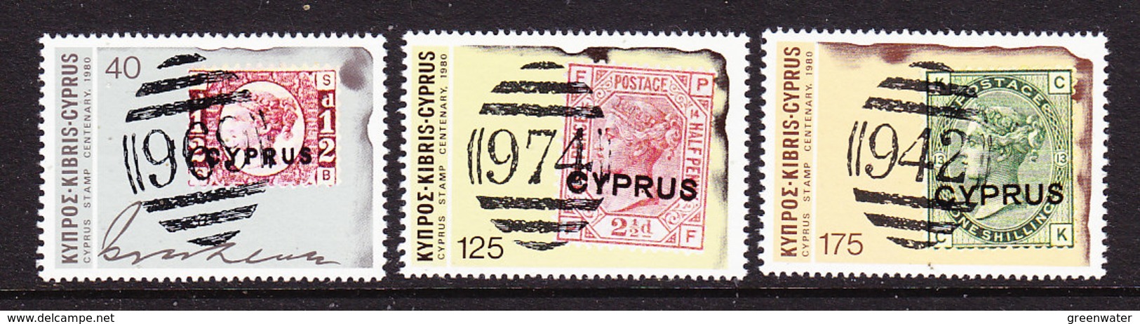 Cyprus 1980 Stamp Centenary 3v ** Mnh (42697) - Ongebruikt