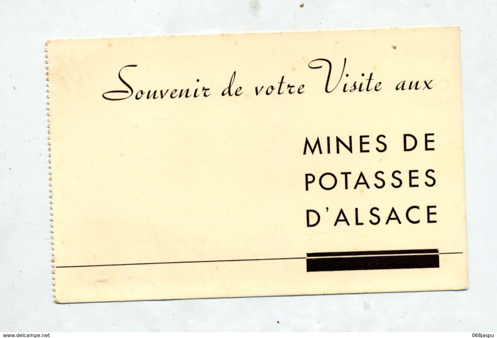 Carton Alsace  Exposition Paris 1937 Mine Potasse - Publicités