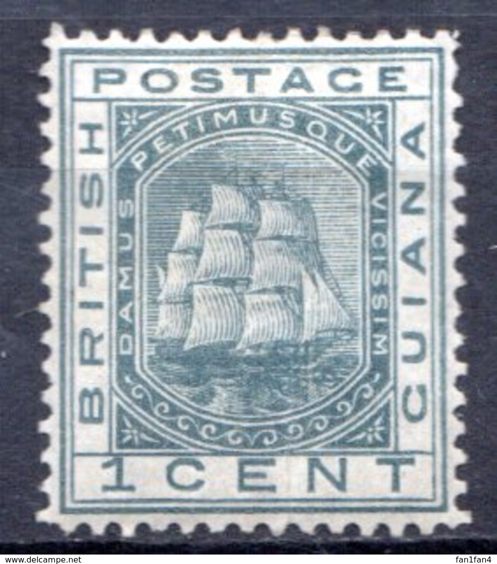 GUYANE BRITANNIQUE - 1876 - N° 33 - 1 C. Gris - (Armoiries) - Guyane Britannique (...-1966)