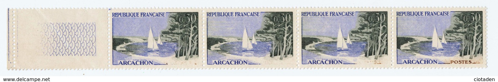 Timbres FRANCE   Variétés  1961 Arcachon 0,30f  N° 1312a  Neuf Avec Colle D'origine - Neufs