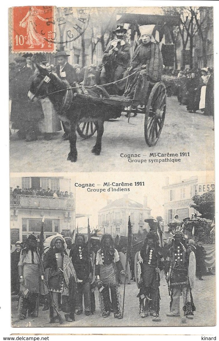 CPA... COGNAC...MI CAREME  1911...GROUPE SYMPATIQUE ..GROUPE D'INDIENS..BE SCAN....1912.. - Cognac