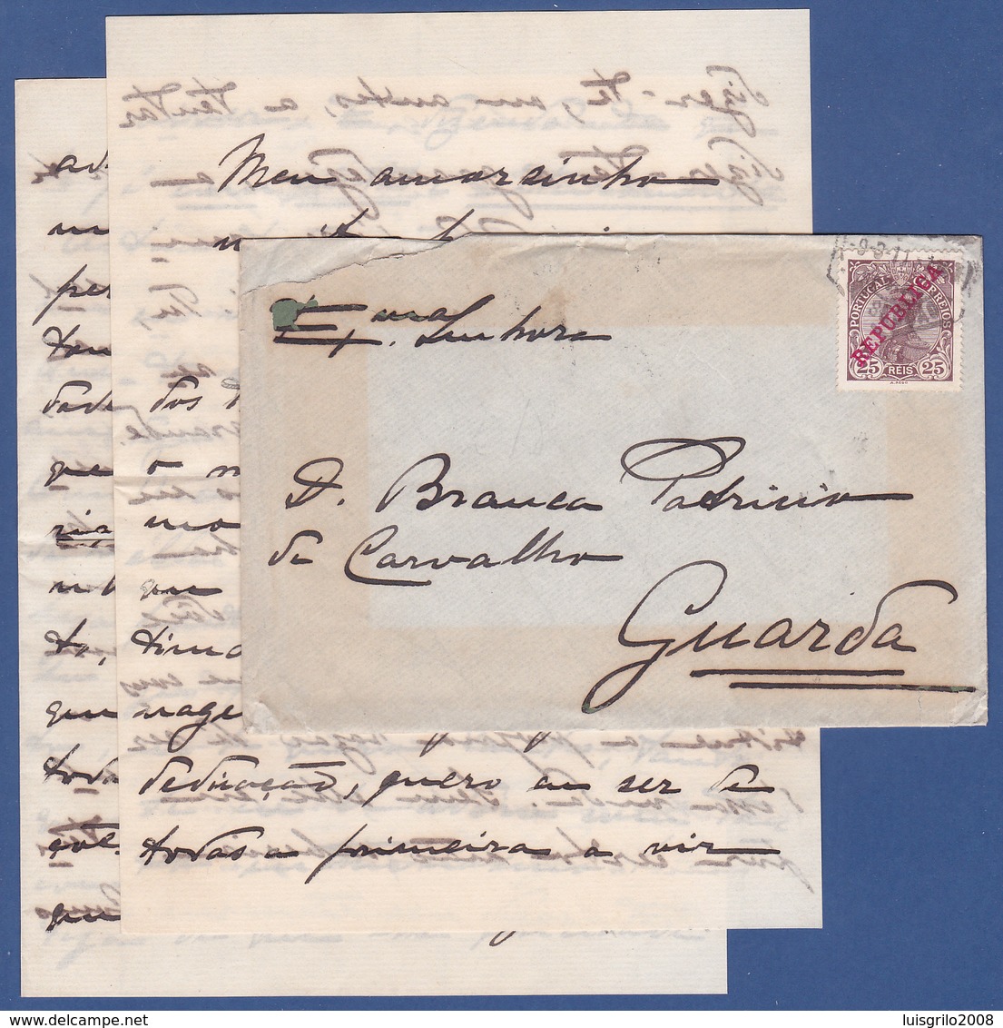 COVER + LETTER - Lisboa Central To Guarda / Cancel - Mar. 1911 - Covers & Documents