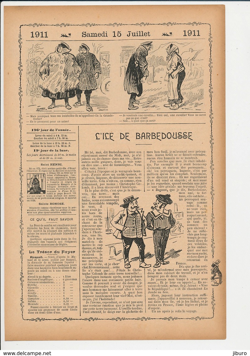 2 Scans Presse 1911 L'Ile De Barberousse Perroquet Savant Perroquets Qui Parle Le Sourd-muet Récit De Patrice Buet226CH2 - Unclassified