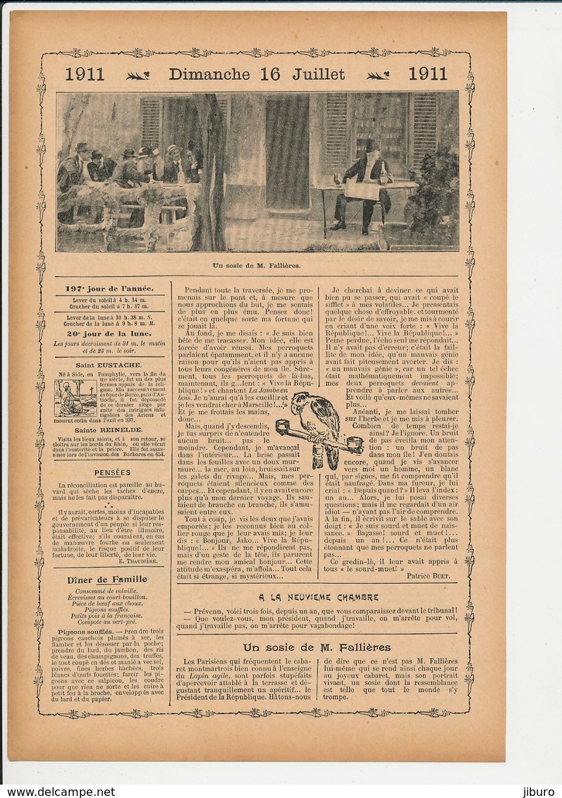 2 Scans Presse 1911 L'Ile De Barberousse Perroquet Savant Perroquets Qui Parle Le Sourd-muet Récit De Patrice Buet226CH2 - Non Classificati