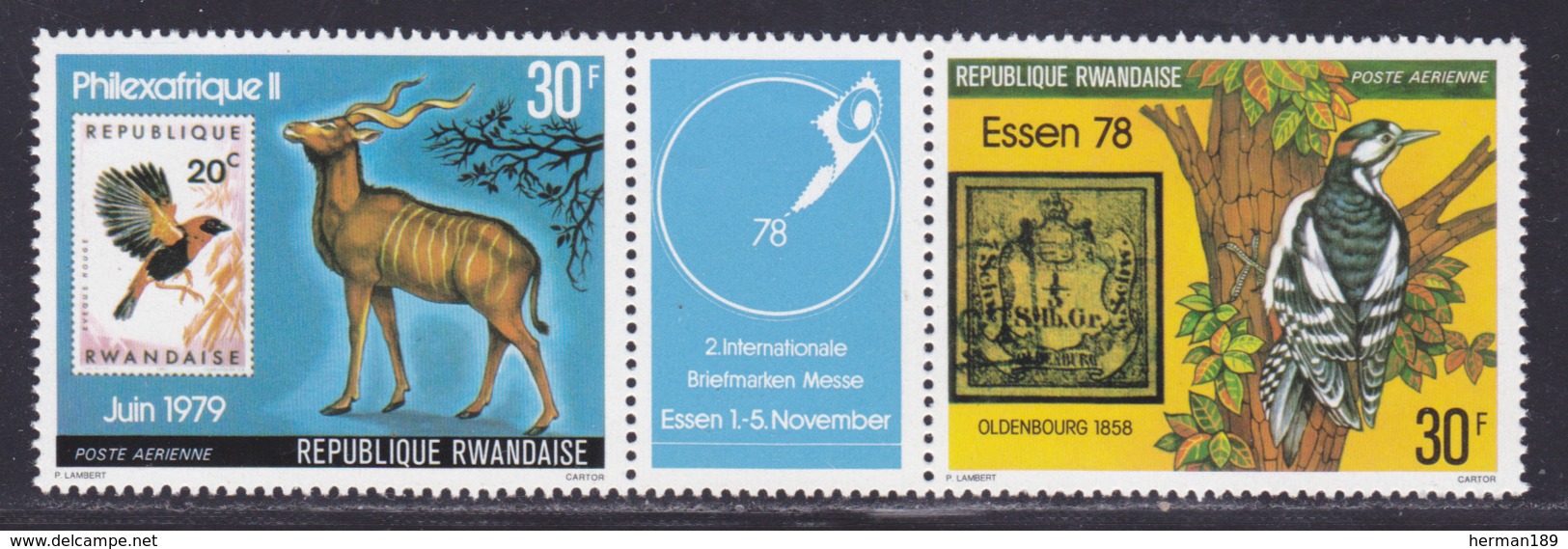 RWANDA AERIENS N°   12 & 13 ** MNH Neufs Sans Charnière,TB (D8967) Timbres Sur Timbres Et Animaux - 1978 - Neufs