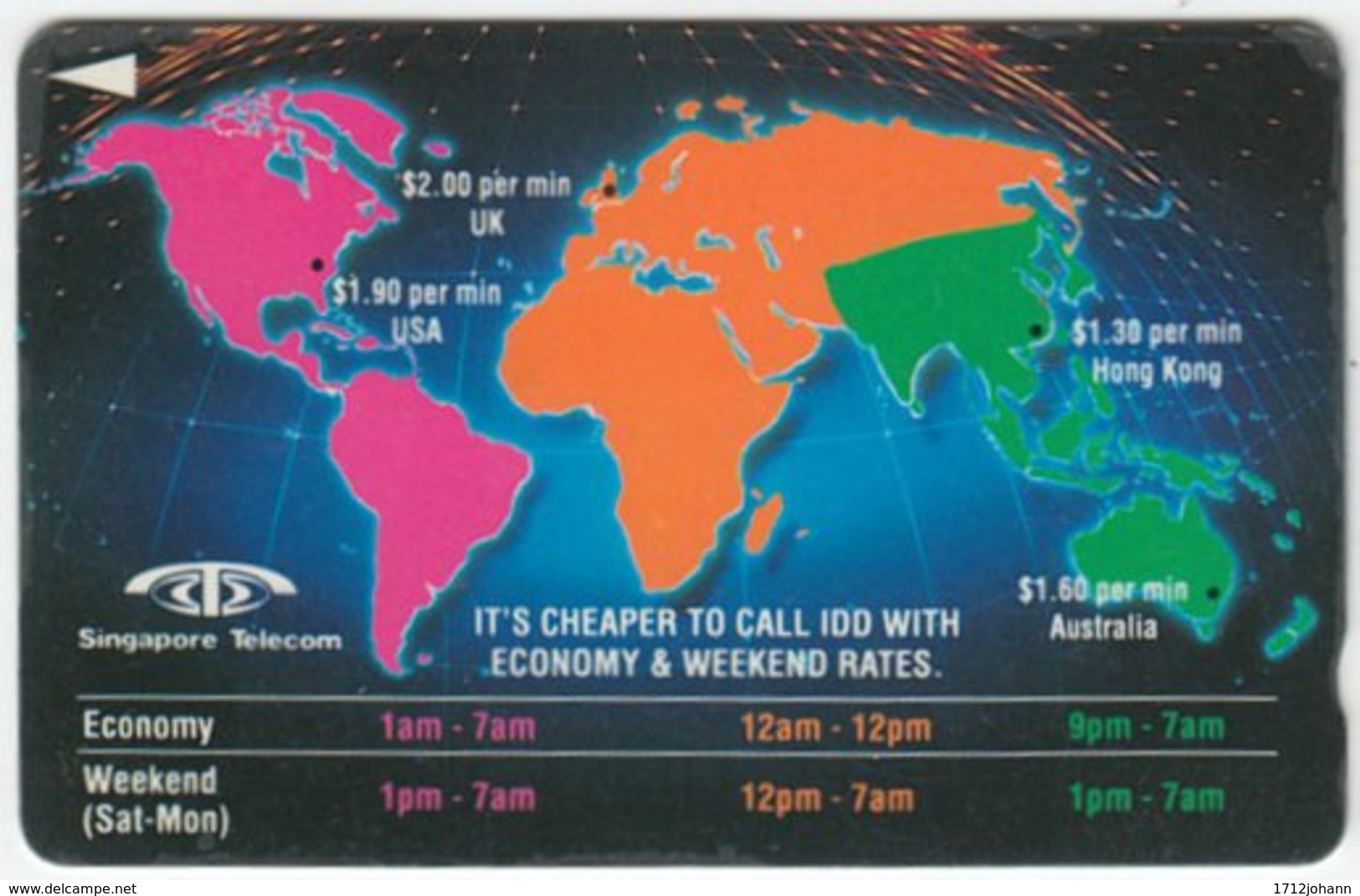 SINGAPORE A-909 Magnetic Telecom - Map, World - 2SOFA - Used - Singapur