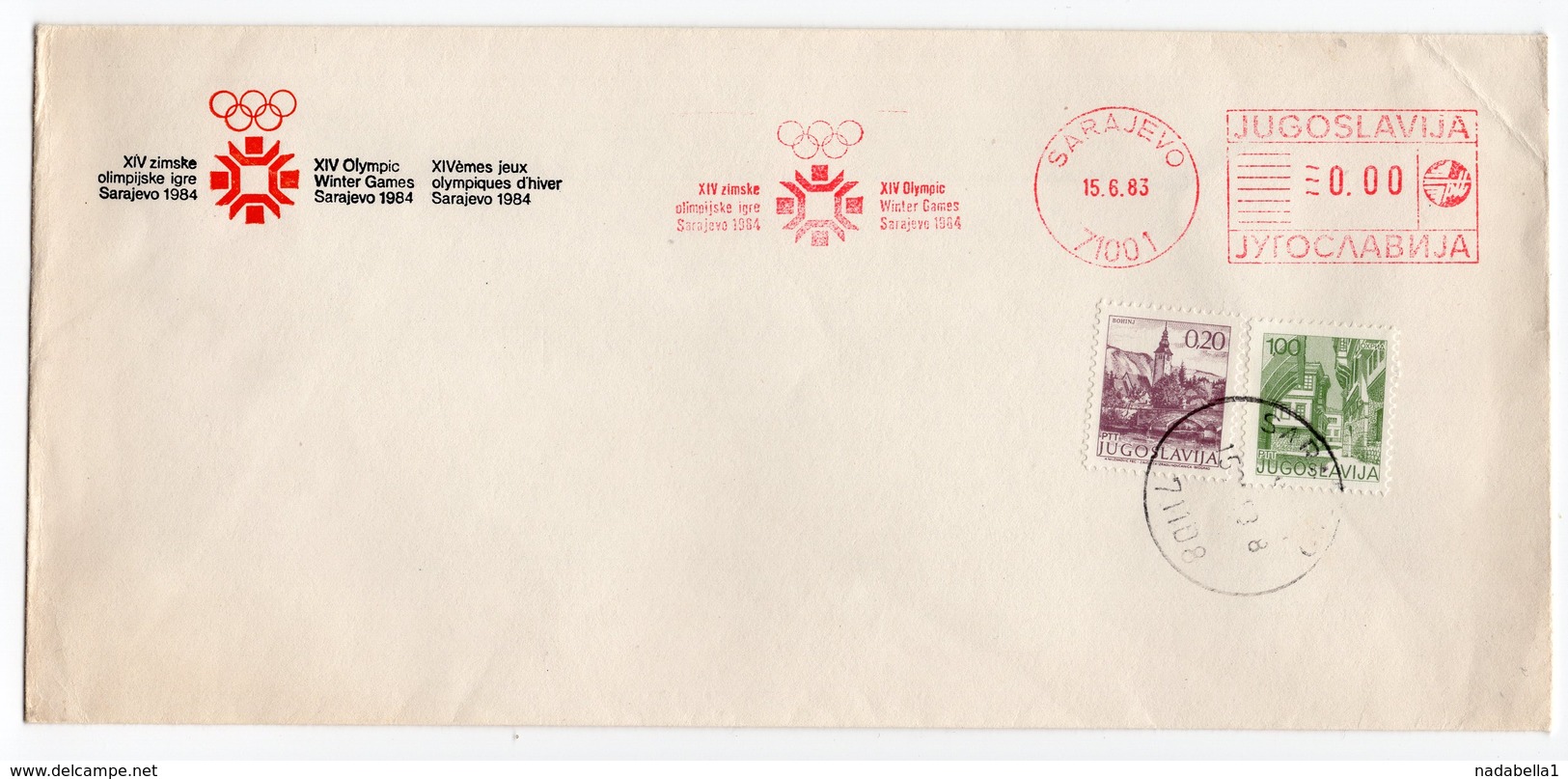 1983 YUGOSLAVIA, SARAJEVO, 15th WINTER OLYMPIC GAMES, COVER NOT USED, WITH FLAME - Covers & Documents