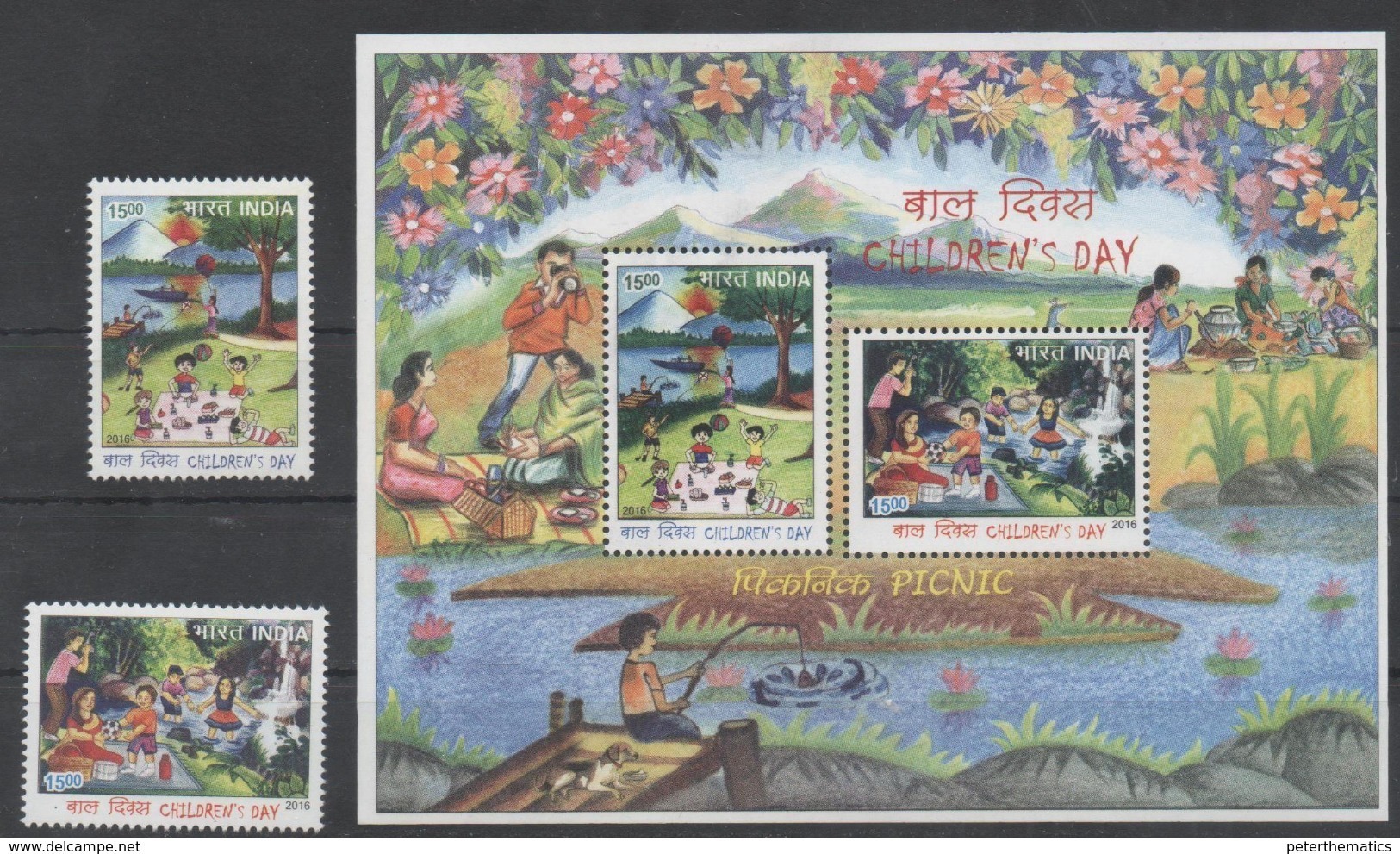 INDIA, 2016, MNH, CHILDREN'S DAY, MOUNTAINS, BOATS, FISHING, FOOD, 2v+SHEETLET - Other & Unclassified