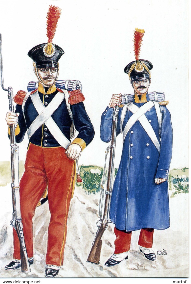 Cartolina CORPI COMBATTENTI A VICENZA NEL 1848 / BRIGATA ESTERA PONTIFICIA (SVIZZERI) - Uniformi