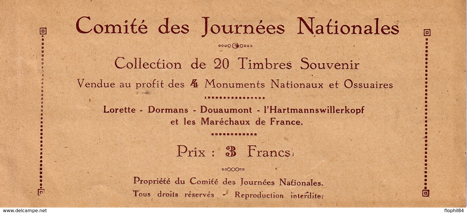 COMITE DES JOURNEES NATIONALES - VENDUE AU PROFIT DE 4 MONUMENTS NATIONAUX ET OSSUAIRES (LORETTE-DORMANS-DOUAMONT-HARTMA - Seals Of Generality