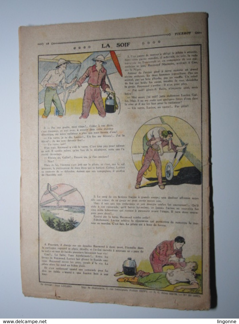 3 Septembre 1933 PIERROT JOURNAL DES GARÇONS 25Cts LA SOIF - Pierrot