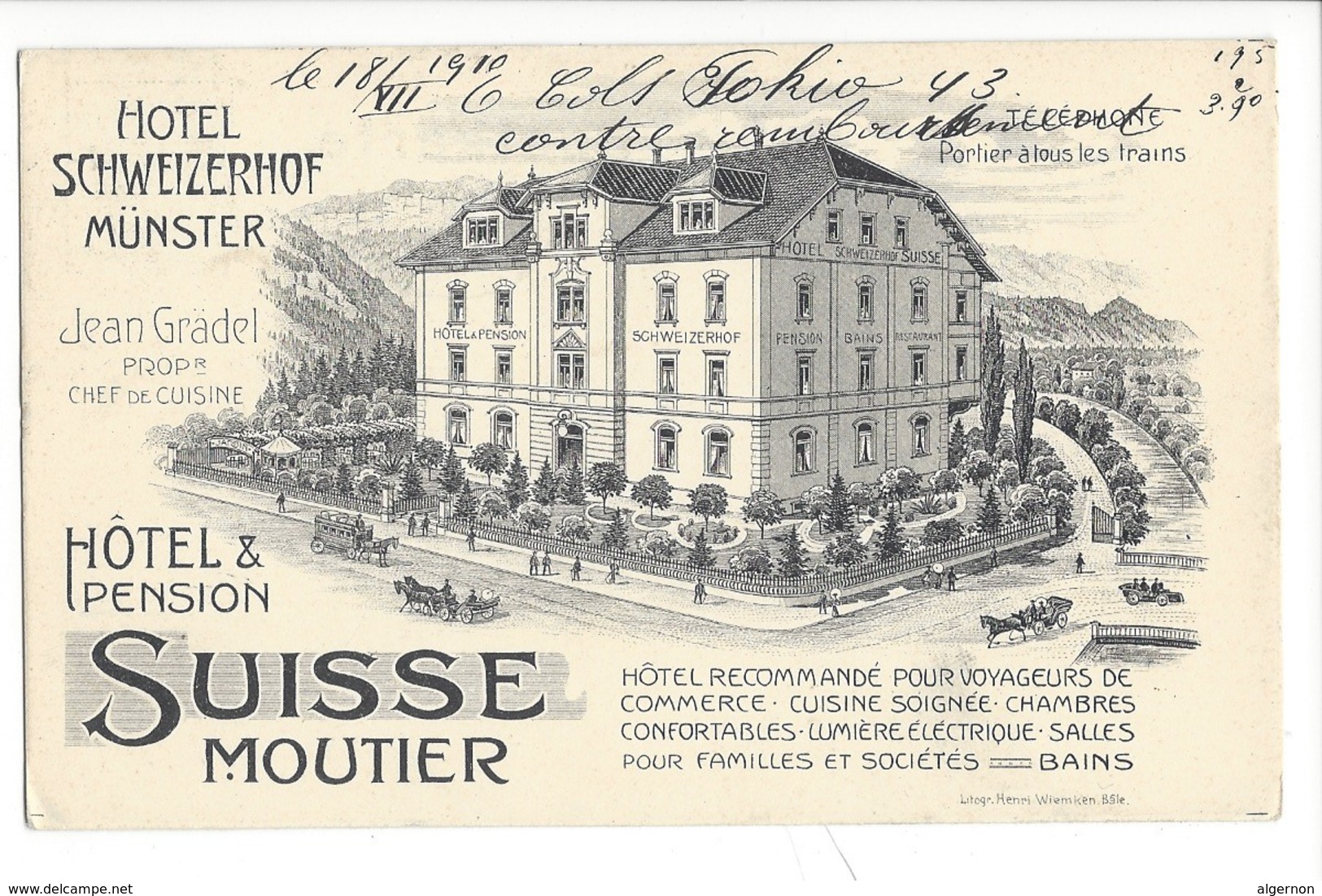 22017 -  Moutier Hotel Schweizerhof Münster 1910 Pour Bienne - Bienne