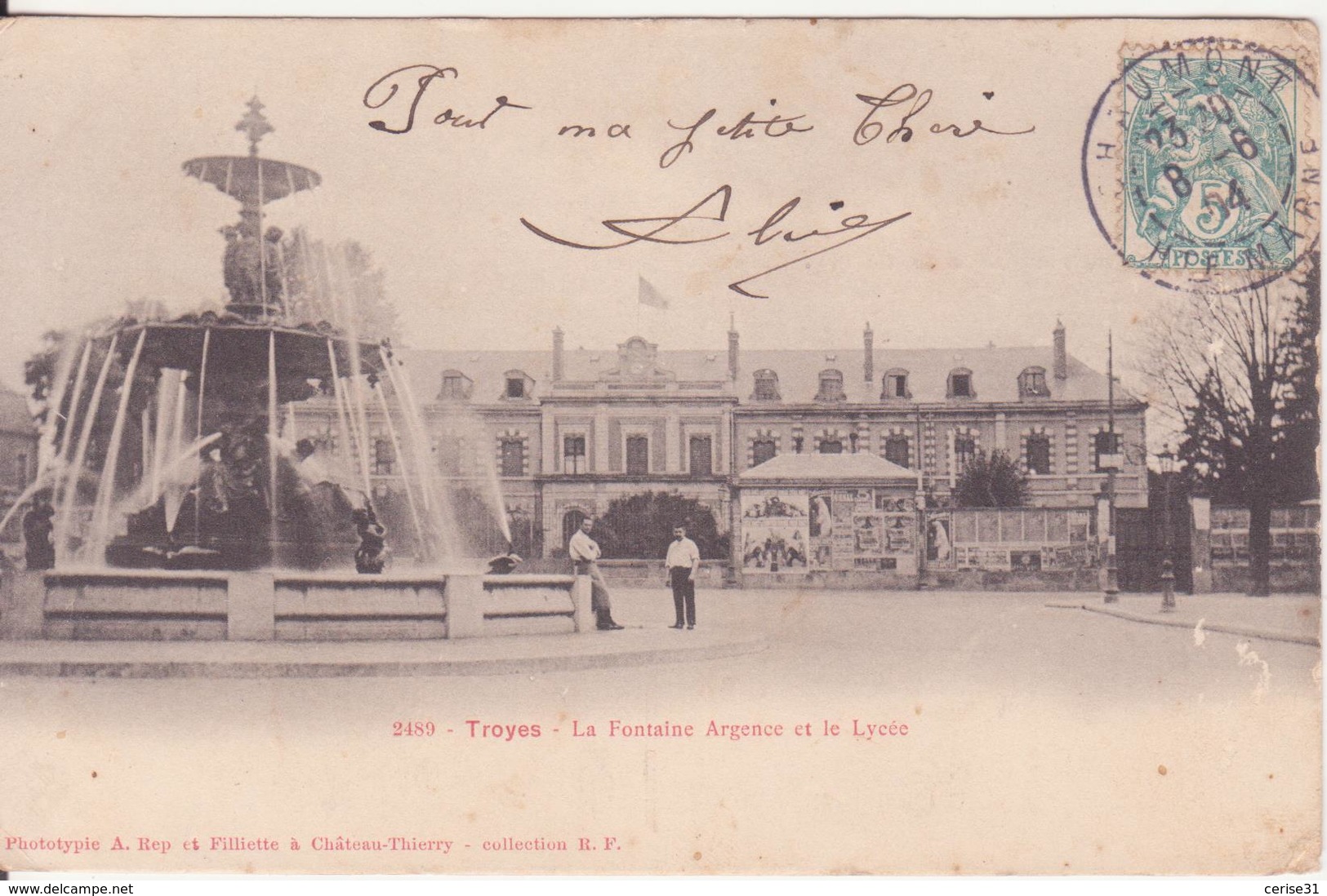 CPA - 2489. TROYES La Fontaine Argence Et Le Lycée - Troyes