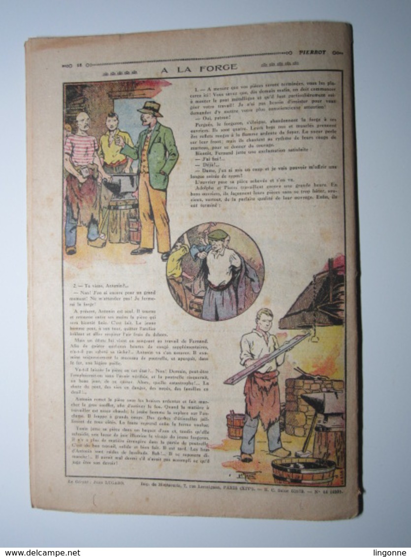29 Octobre 1933 PIERROT JOURNAL DES GARÇONS 25Cts A LA FORGE - Pierrot