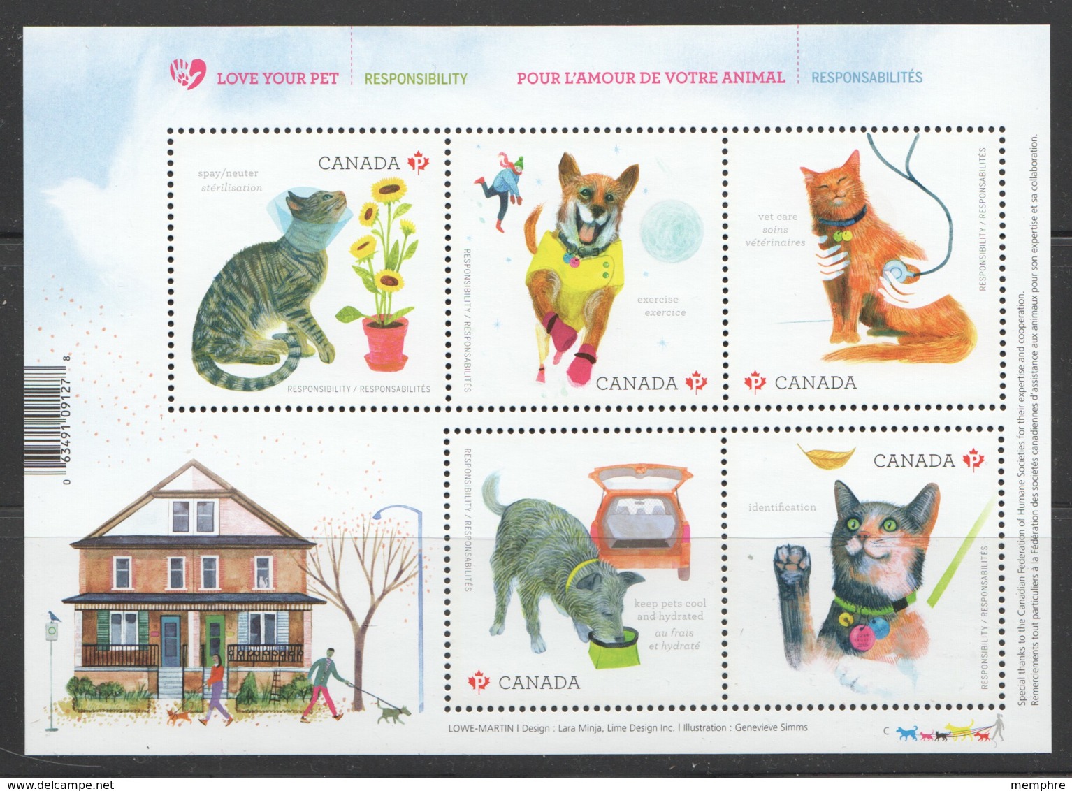 2015  Love Your Pet Souvenir Sheet Cats And Dogs  Sc 2829 ** MNH - Ongebruikt