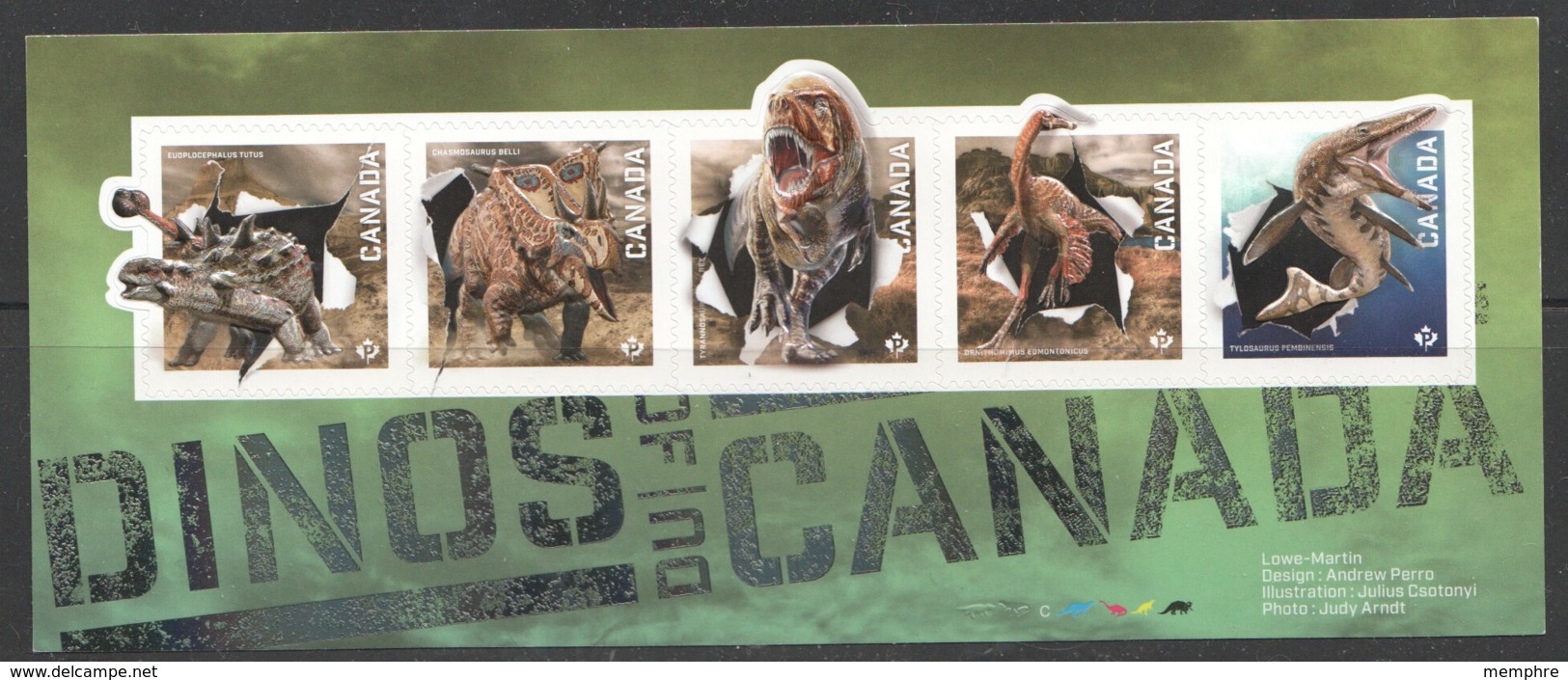 2015  Dinosaurs In Canada  Souvenir Sheet Of 5 Tridimensional Stamps  Sc 2823 ** MNH - Unused Stamps