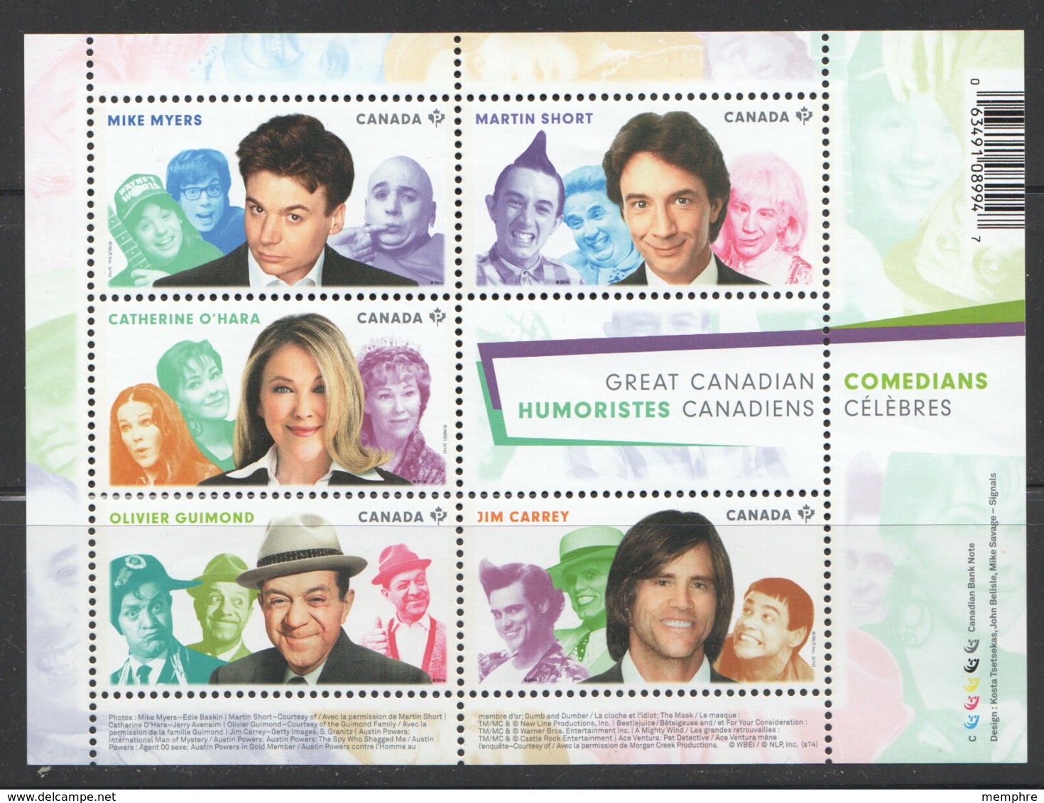 2014 Canadian Comedians Souvenir Sheet Of 5  Sc 2772  ** MNH - Unused Stamps