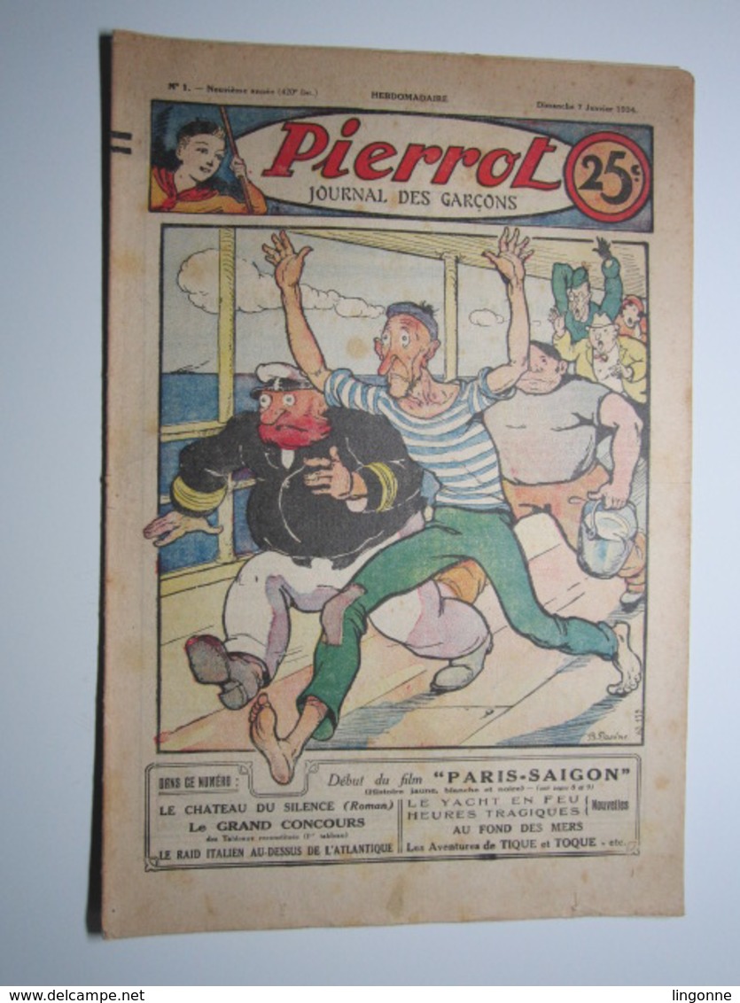 07 Janvier 1934 PIERROT JOURNAL DES GARÇONS 25Cts - Pierrot