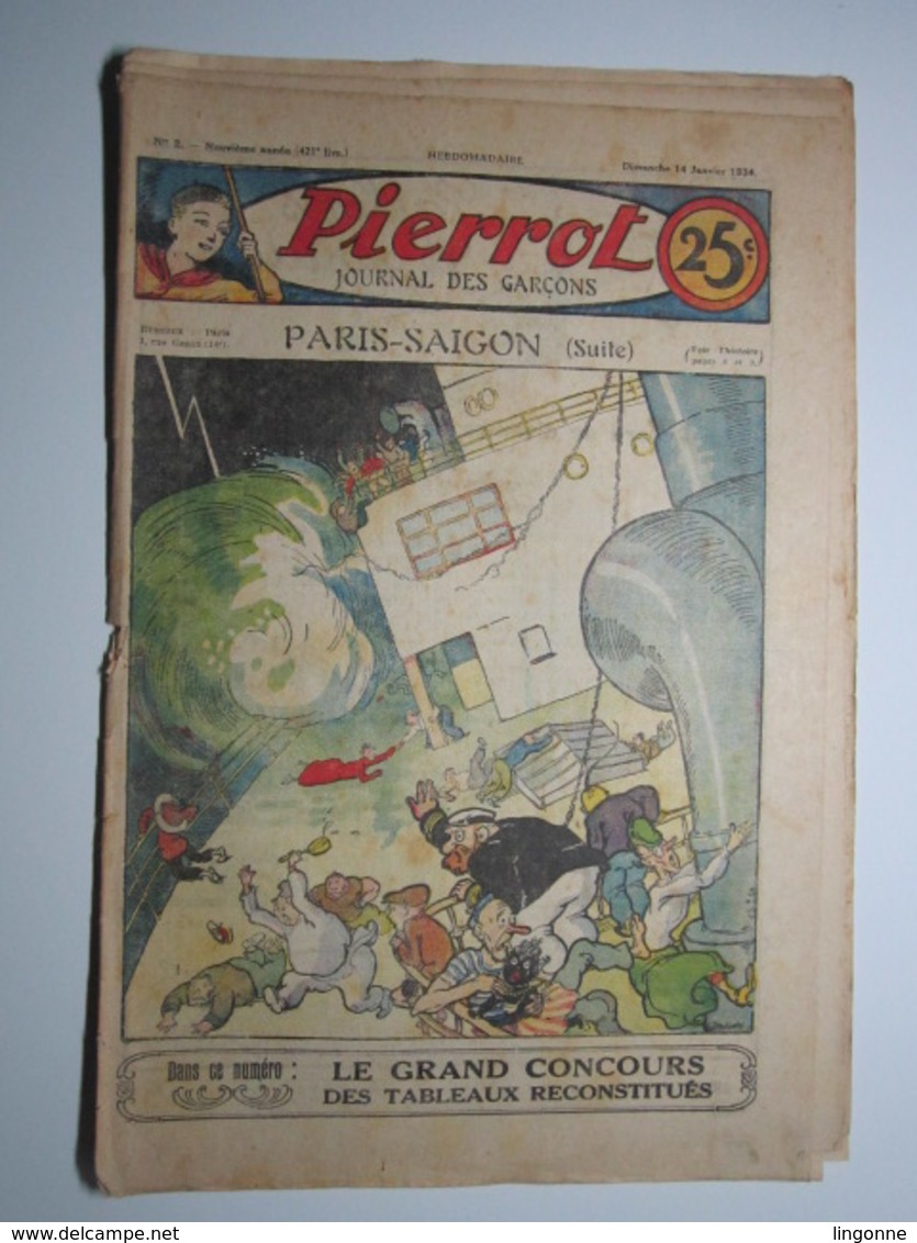 14 Janvier 1934 PIERROT JOURNAL DES GARÇONS 25Cts - Pierrot