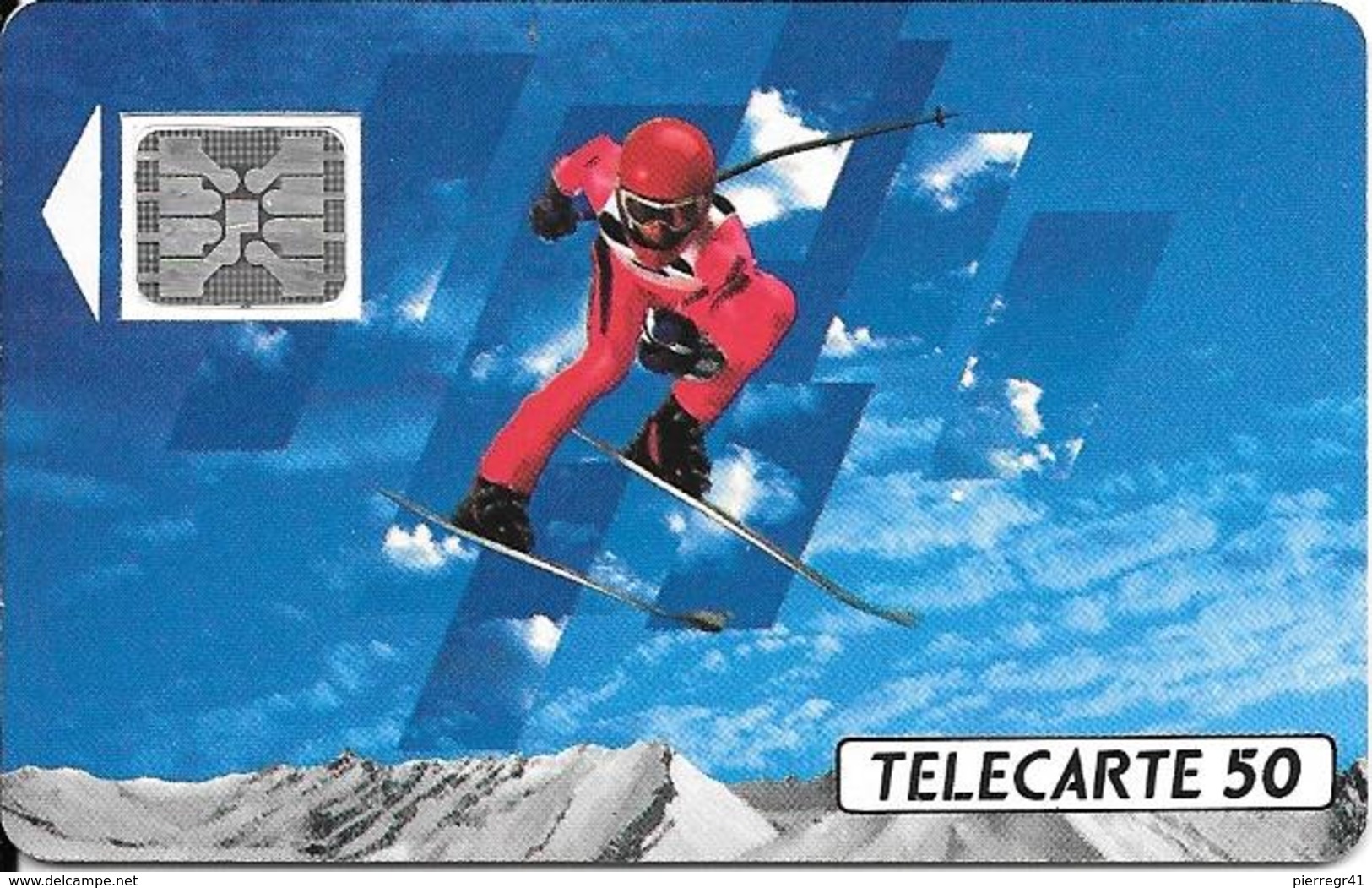 CARTE-PUBLIC-F132B-50U-SC5 On-Trou 6-12/90-SKIEUR 1-5 Pe-22144-UTILISEE-  TBE - 1990