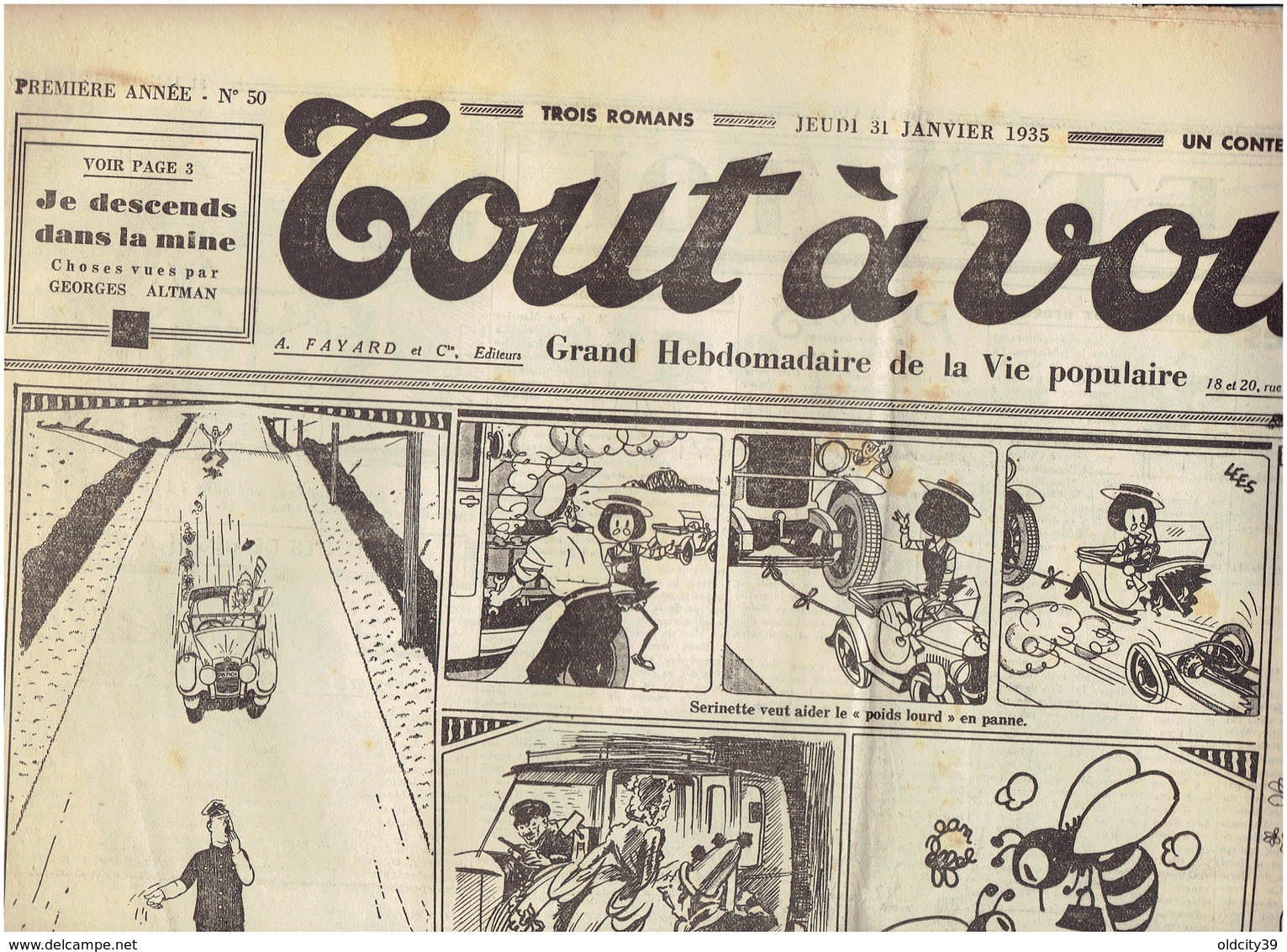 N°50 1ere Année TOUT A VOUS Du 31 Janvier 1935 - Humour Et Caricatures- Confidences D'A PREJEAN - Autres & Non Classés