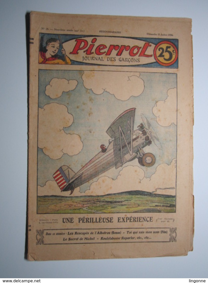 15 Juillet 1934 PIERROT JOURNAL DES GARÇONS 25Cts - Pierrot