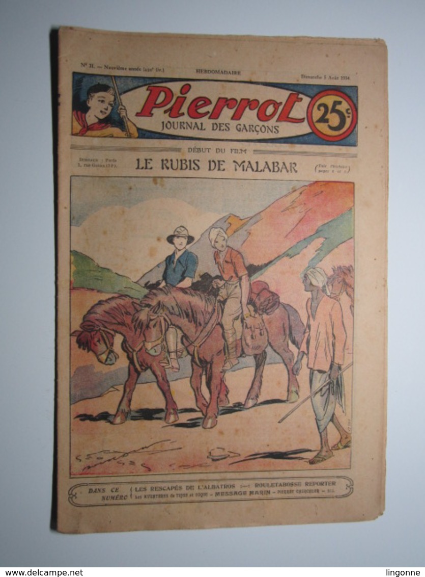 05 Août 1934 PIERROT JOURNAL DES GARÇONS 25Cts - Pierrot