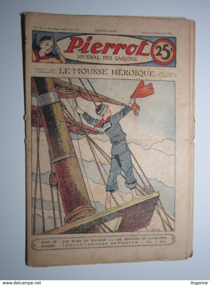 09 Septembre 1934 PIERROT JOURNAL DES GARÇONS 25Cts - Pierrot