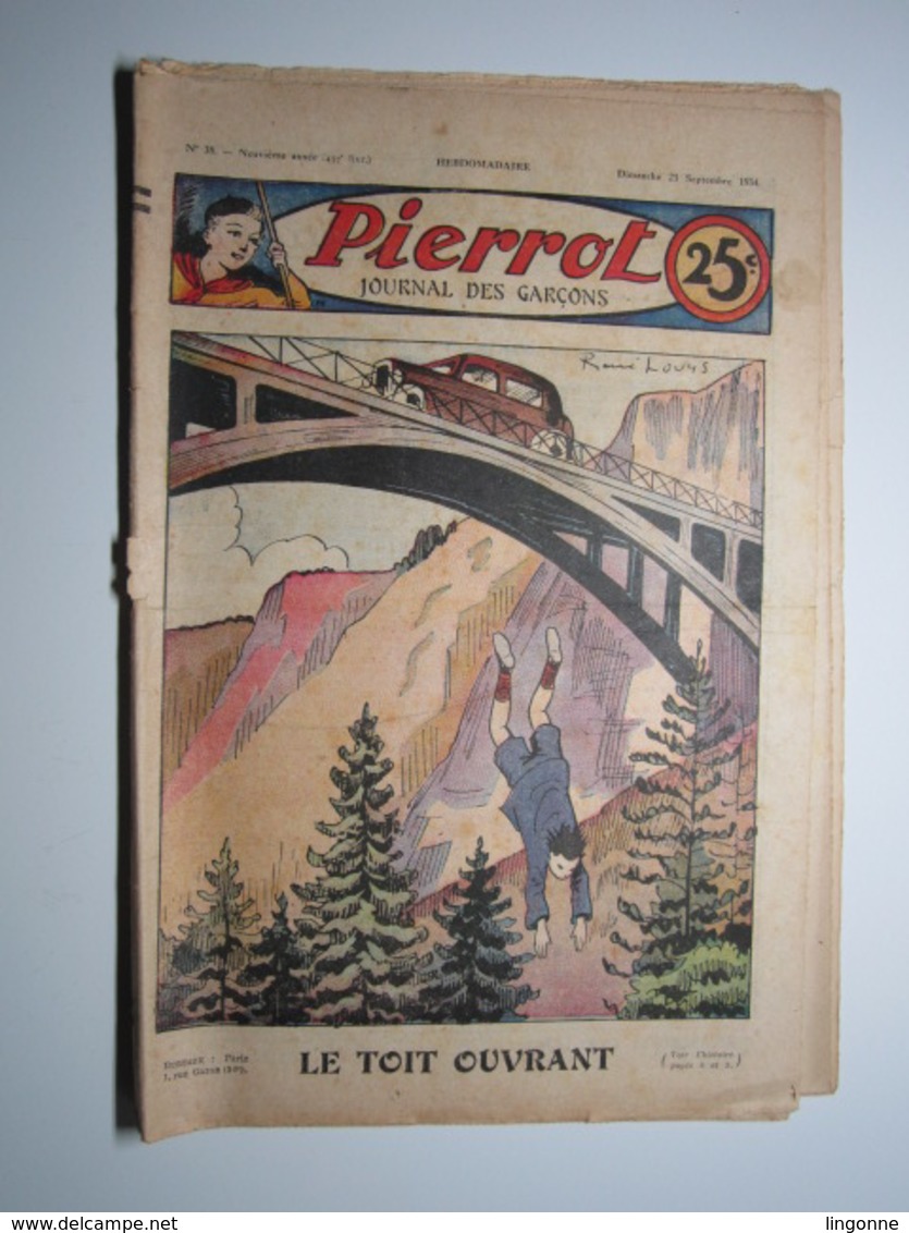 23 Septembre 1934 PIERROT JOURNAL DES GARÇONS 25Cts - Pierrot