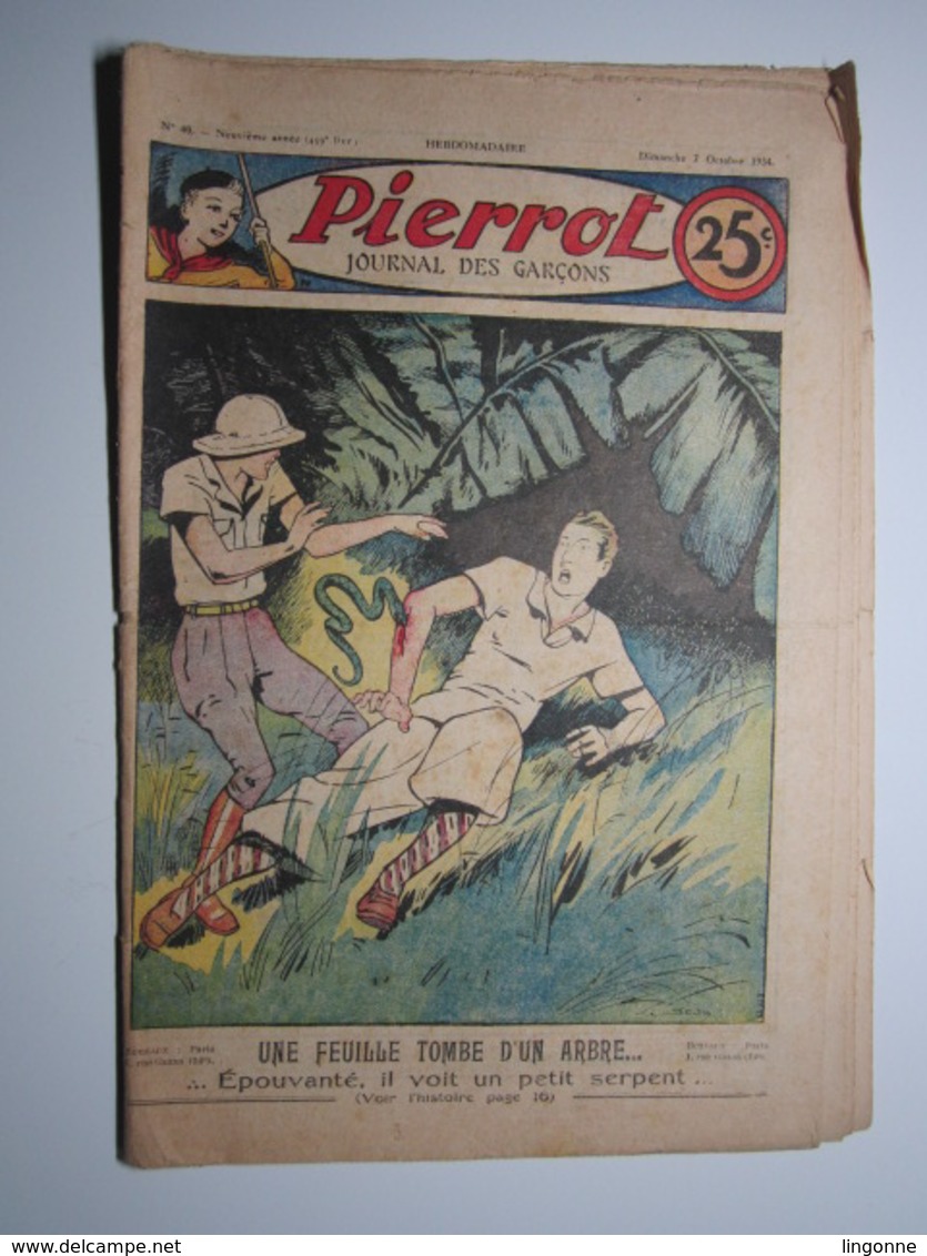 07 Octobre 1934 PIERROT JOURNAL DES GARÇONS 25Cts - Pierrot