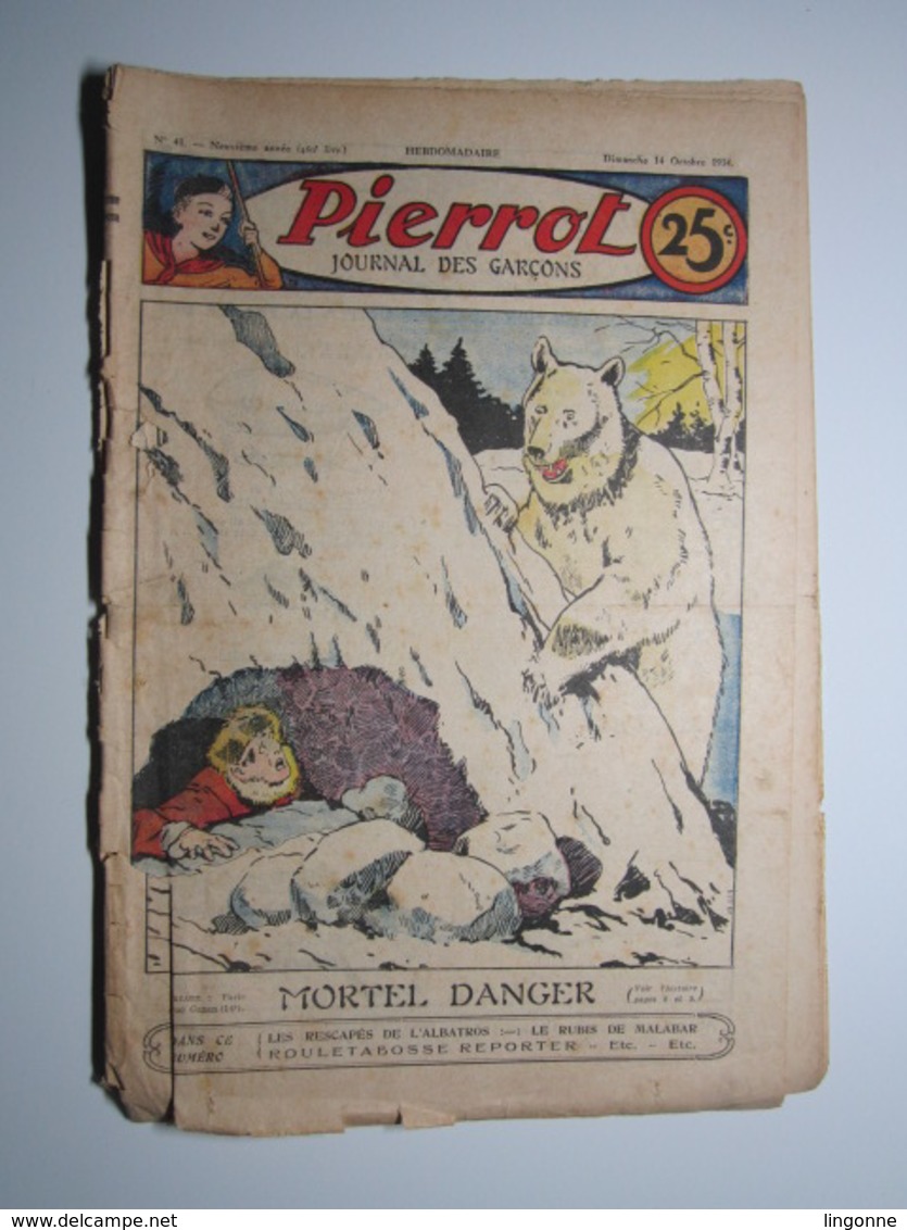 14 Octobre 1934 PIERROT JOURNAL DES GARÇONS 25Cts - Pierrot