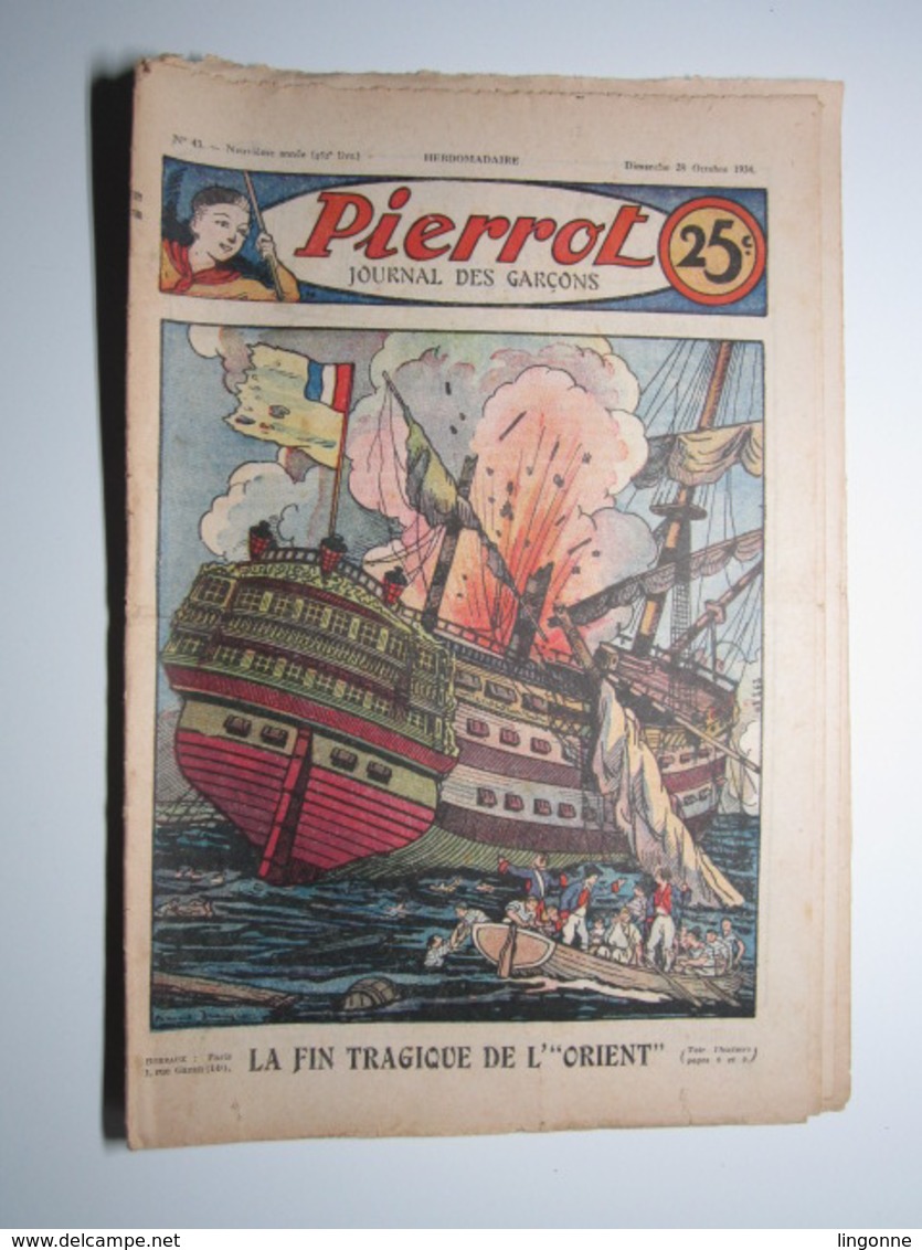 28 Octobre 1934 PIERROT JOURNAL DES GARÇONS 25Cts - Pierrot