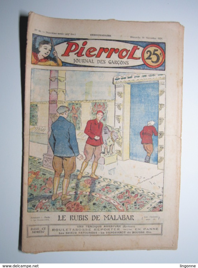 18 Novembre 1934 PIERROT JOURNAL DES GARÇONS 25Cts - Pierrot