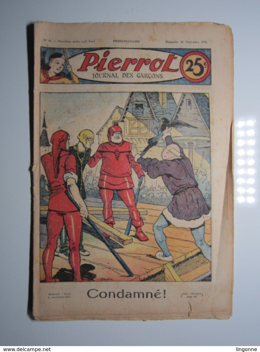 25 Novembre 1934 PIERROT JOURNAL DES GARÇONS 25Cts - Pierrot