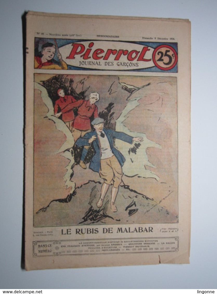 09 Décembre 1934 PIERROT JOURNAL DES GARÇONS 25Cts - Pierrot