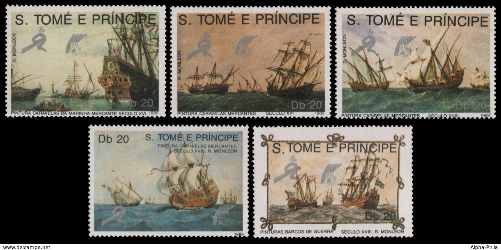 São Tomé & Príncipe 1989 - Mi-Nr. 1129-1133 ** - MNH - Schiffe / Ships - Sao Tome Et Principe