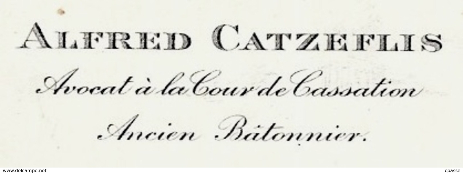 Carte De Visite ALFRED CATZEFLIS Avocat à La Cour De Cassation - Ancien Bâtonnier ALEXANDRIE Egypte Egypt - Cartes De Visite