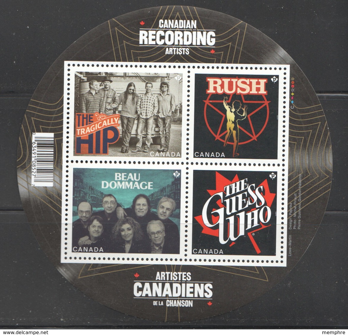 2013  Recording Bands Rush, Tragically Hip, The Guess Who, Beau Dommage Souvenir Sheet Of 6 Sc 2655MNH - Unused Stamps